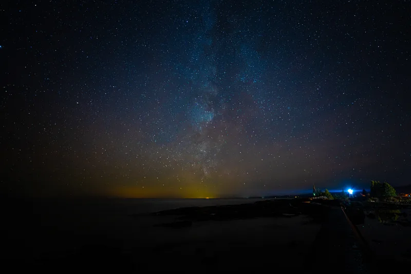 milky way over silver bay on lake superior