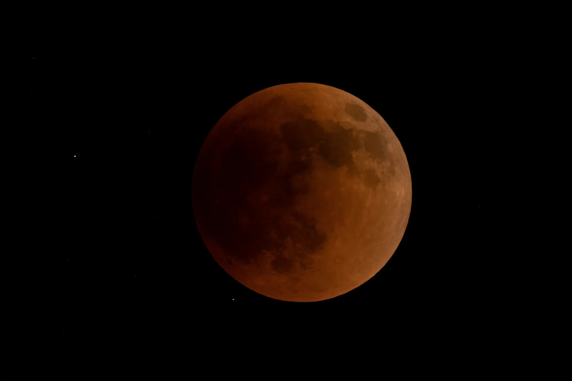 orange moon during a full lunar eclipse