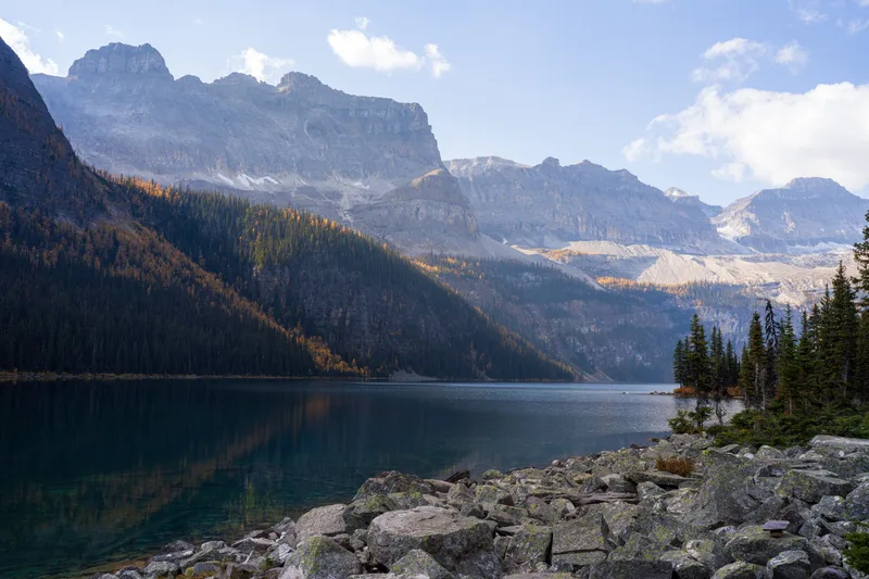 backcountry lake in the mountains of banff national park