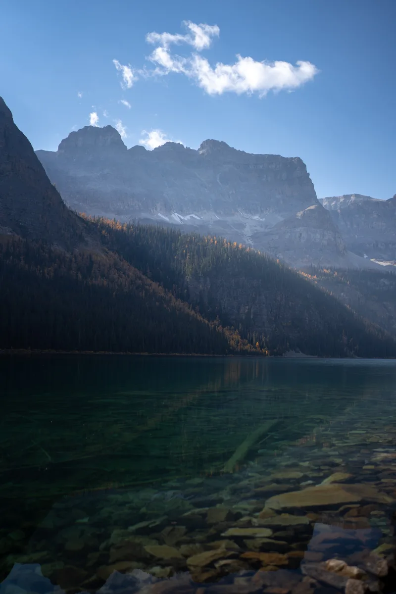 backcountry lake in the mountains of banff national park