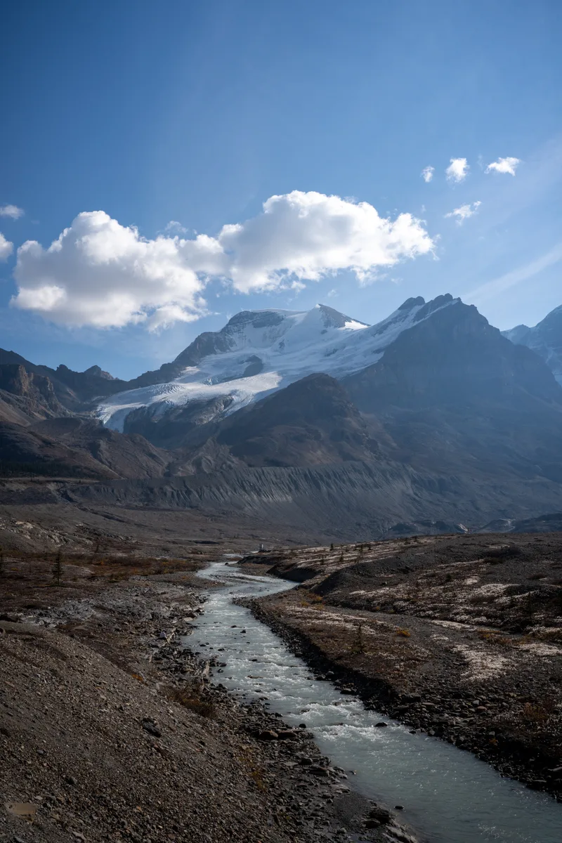 view up at the columbia icefields of jasper national park